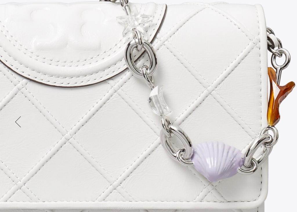 Clean White Diamond Stitch Crossbody Bag with Ocean-Themed Star Shell Charm Silver Chain for Sweet Daily Summer Styling