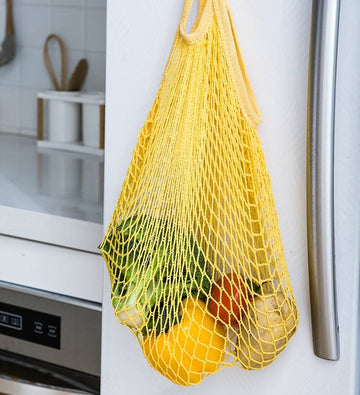 Bright Mesh Carry Bag with Wide Woven Handles for Reusable Grocery & Beach Daily Matching