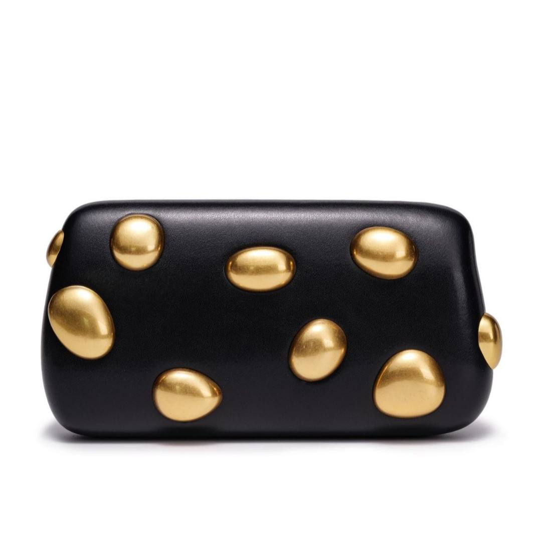 Multi-Color Retro Rectangular Clutch Bag with 3D Gold Stud Embellishments for Elegant Daily & Banquet Outfit Matching
